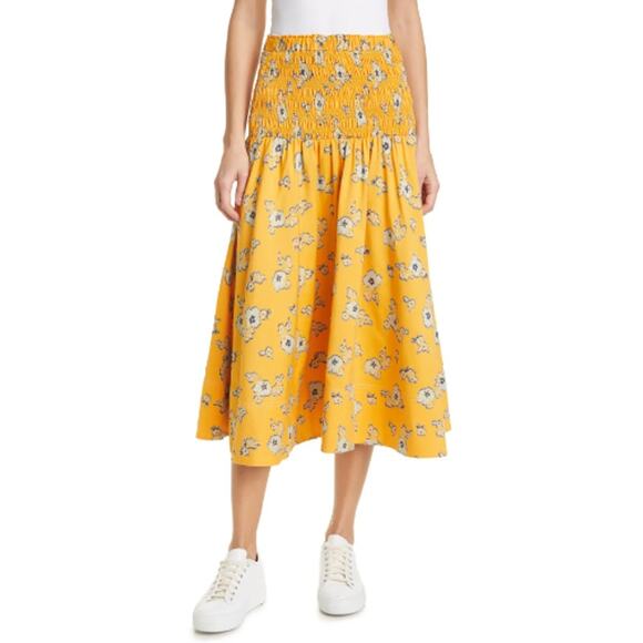 Tanya Taylor Lyla Floral Smocked Midi Skirt Medium - Picture 13 of 13